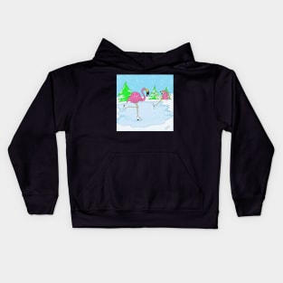 Flamingo Skaters Christmas Kids Hoodie